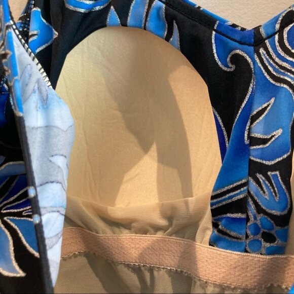 MAXINE OF HOLLYWOOD Sz 16 One Piece Hawaiian Floral  Modest Ruched Swimsuit - Picture 3 of 9